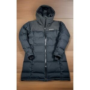 Columbia Omni-Tech Down Insulated Long Puffer Jacket Women S Black Hooded Coat